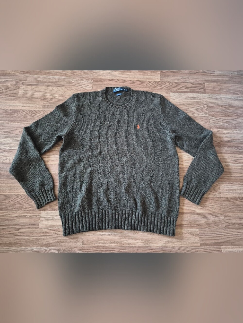 Polo Ralph Lauren Men's Green Cotton/Linen Blend Tight Knit Crewneck Sweater